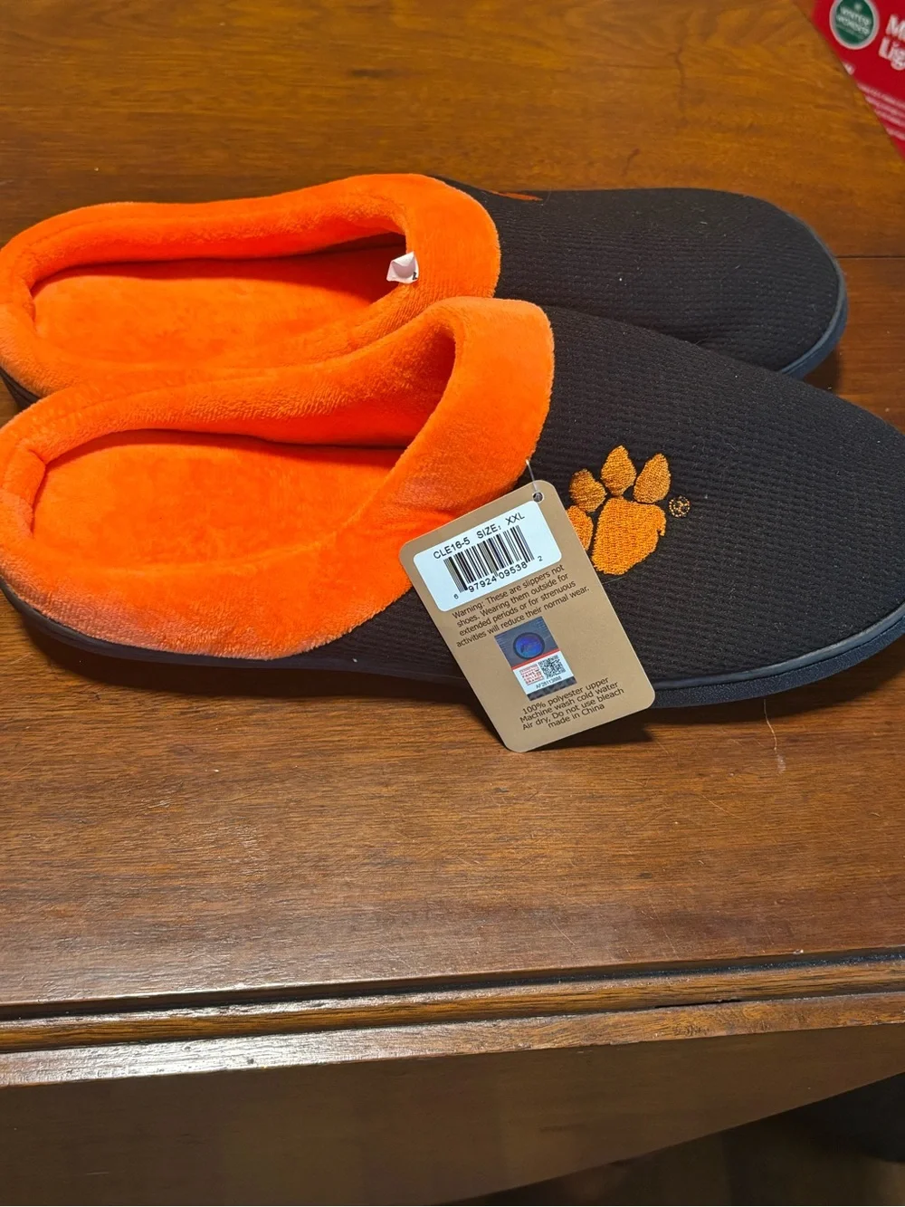 Comfy Feet Clemson Tigers Clog Slippers Black/ Orange Size XXL